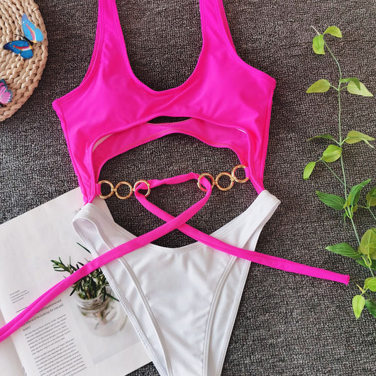 Traje de baño metalizado con lazo y costuras decorativas - Image 24