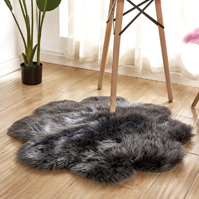 Alfombra de Lana Artificial con Forma Floral – Tapete Suave de Piel Sintética - Image 6
