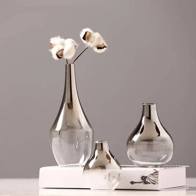 Florero de Cristal con Degradado Plateado para Decoración del Hogar - Image 3