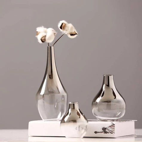 Florero de Cristal con Degradado Plateado para Decoración del Hogar - Image 3