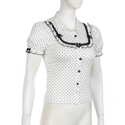 Blusa Estilo Francés con Moño y Lunares - Image 10