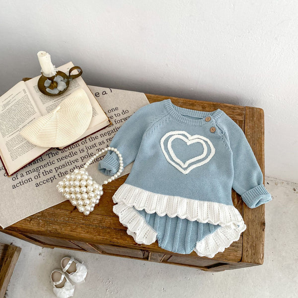 Conjunto de Crochet para Bebé Niña - Blusa Manga Larga y Pantalón Acampanado de Algodón
