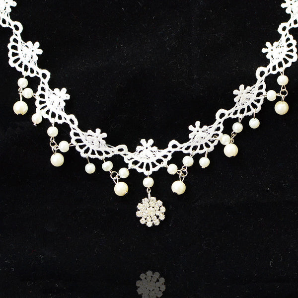 Collar de Encaje Blanco con Piedras Preciosas para Mujer - Image 15
