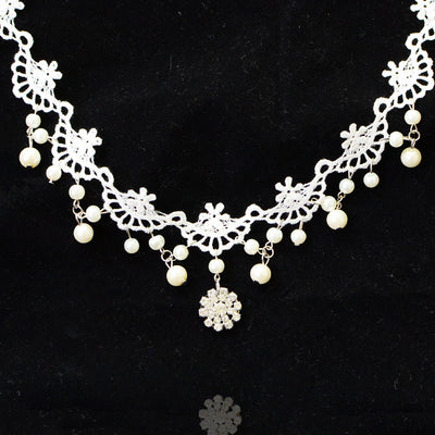 Collar de Encaje Blanco con Piedras Preciosas para Mujer - Image 15
