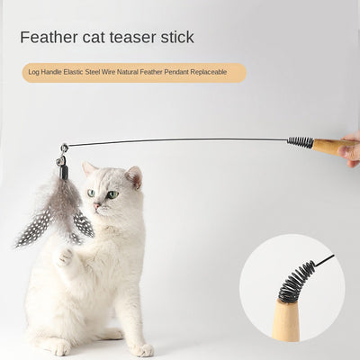 Juguete Interactivo para Gatos con Plumas y Campana - Cabezal Reemplazable