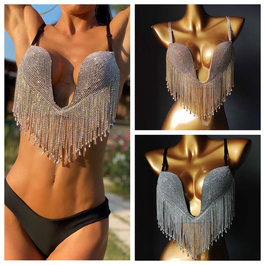 Bikini Triángulo Diamond Tassel con Copa Micro Reforzada