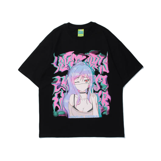 Camiseta de Pareja Cuello Redondo Manga Corta Estilo Urbano - Image 7