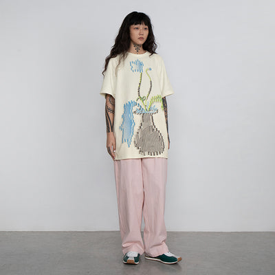 Camiseta Manga Corta Estampado Jarrón Digital para Mujer - Image 8