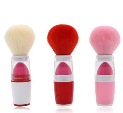 Brocha de Colorete Portátil con Esponja Suave - Herramienta Multiusos para Maquillaje