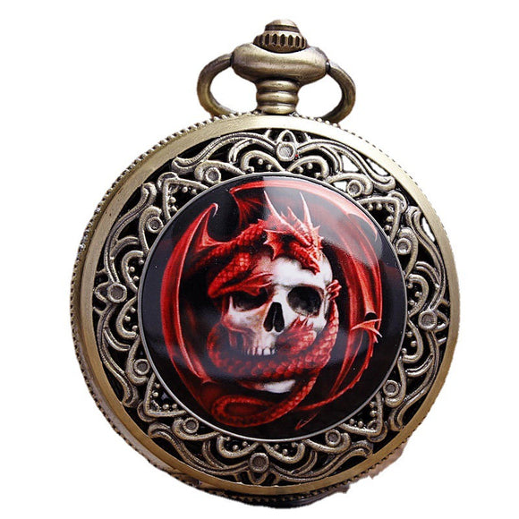 Reloj de Bolsillo Retro Clásico con Calavera de Cerámica Talla Grande