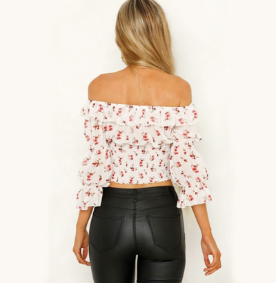 Blusa Tubo Plisada de Cuello Único con Estampado para Primavera y Verano - Image 5