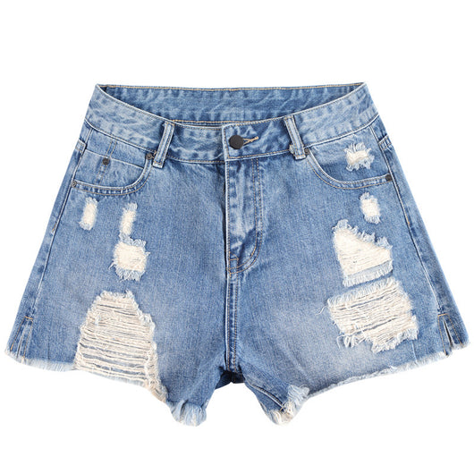 Shorts de Mezclilla Talle Alto Rotos - Image 5