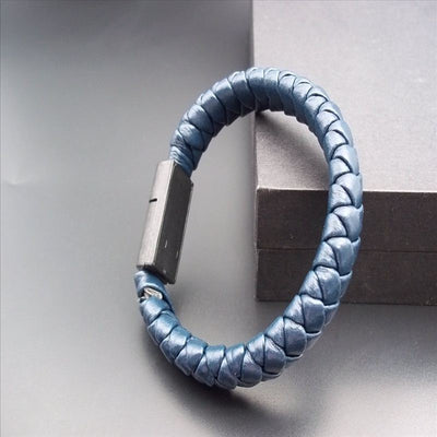 Pulsera Cable de Datos Tejida en Cuero - Diseño Creativo 2 en 1 - Image 8