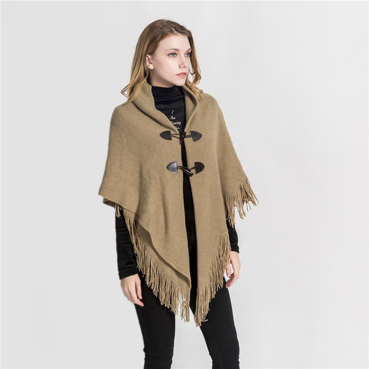 Poncho Kimono Tejido Suelto con Capucha - Cardigan Largo Versátil para Invierno