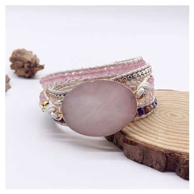 Pulsera Boho Tejida de Cuarzo Multicapas Artesanal - Image 2