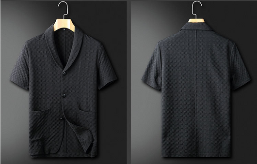 Traje Casual Hombre Cuello Estampado Oscuro - Image 7