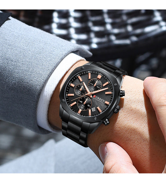 Reloj Empresarial Impermeable para Hombre con Seis Agujas y Calendario - Image 18