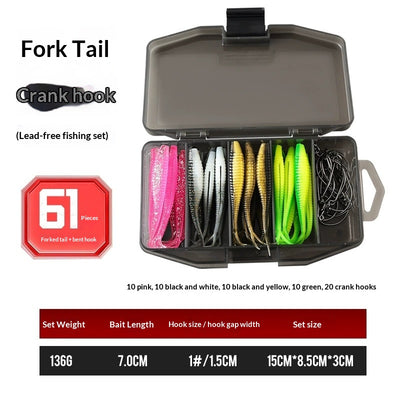 Kit de Carnadas Artificiales Soft Bait con 66 Gusanos de Cola Ahorquillada - Image 8