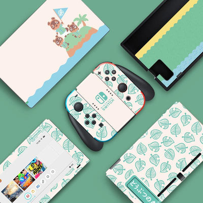 Nintendo Switch console and dock skins with a brown cardboard texture and black shipping symbols for scratch prevention. - Image 5