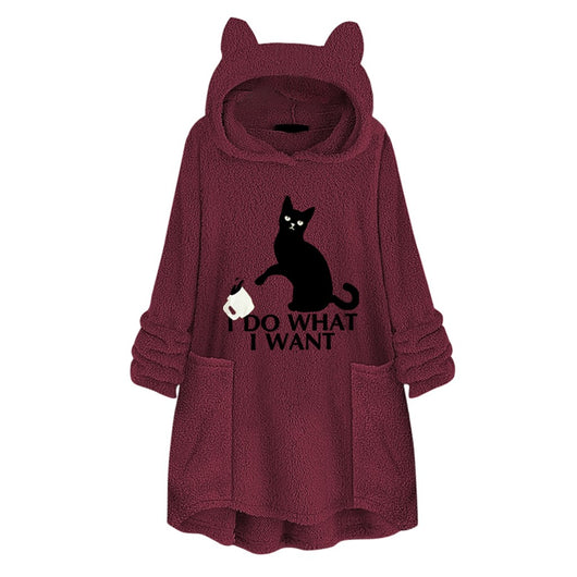 Suéter Reversible de Terciopelo con Capucha y Estampado de Gato - Image 21