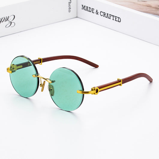 Gafas de Sol Verde Oscuro sin Marco con Detalles Elegantes - Image 9