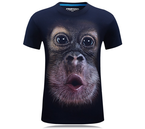 Camiseta Estampada Gorila para Hombre - Manga Corta Primavera Verano