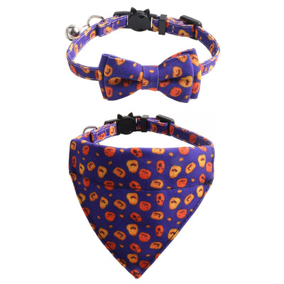 Juego de Collar y Babero para Gato Halloween con Diseño de Calabaza - Image 16