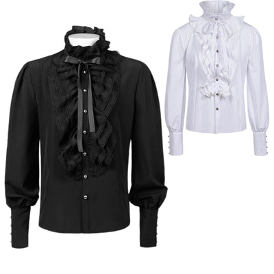 Camisa Plisada Steampunk Victoriana para Hombre con Capas
