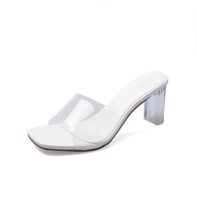 Sandalias Transparentes Punta Pez con Tacón Grueso Alto para Mujer - Image 3