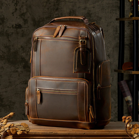 Mochila de Cuero Artesanal Estilo Británico Retro para Hombre - Image 6