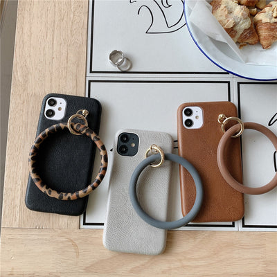 Funda para Celular de Cuero Estampado Leopardo con Anillo Retro - Image 3