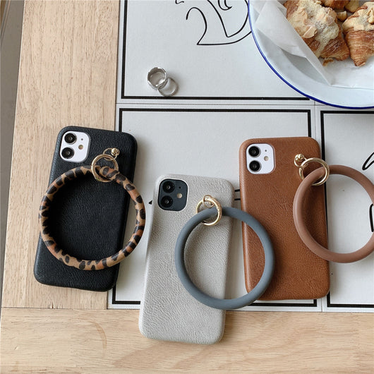 Funda para Celular de Cuero Estampado Leopardo con Anillo Retro - Image 3