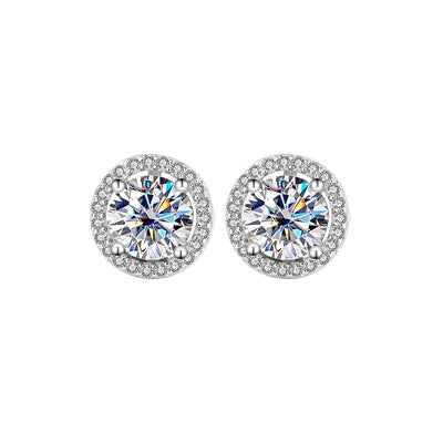 Aretes de Plata Esterlina S925 con Moissanita Redonda Genuina - Diseño Simple y Elegante - Image 4