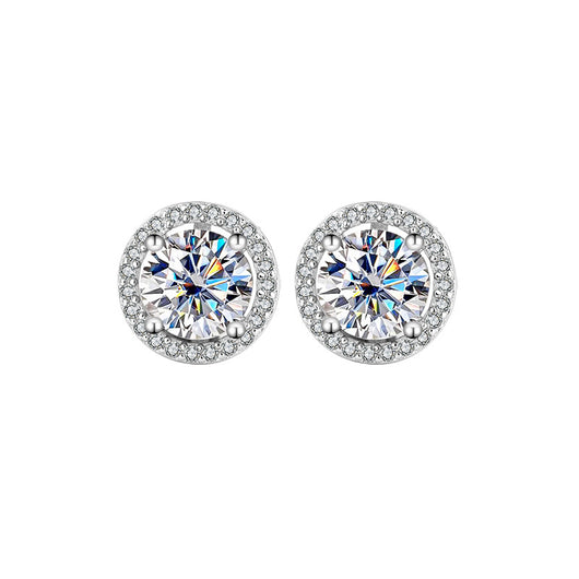 Aretes de Plata Esterlina S925 con Moissanita Redonda Genuina - Diseño Simple y Elegante - Image 4