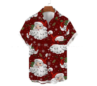 Camisa Estampada de Cuello Solapa para Hombre - Manga Corta Ideal para Festividades - Image 14