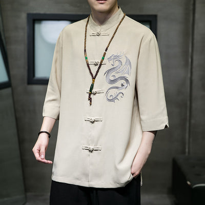 Camisa Hanfu Oversized de Seda Helada con Botones de Rana - Estilo Tradicional Moderno