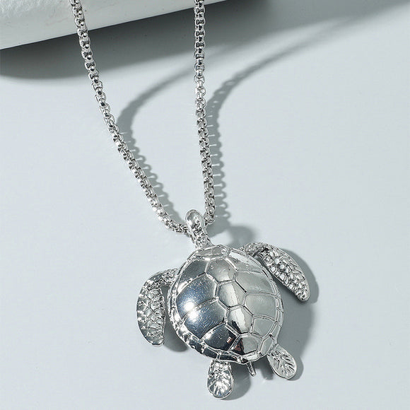 Collar de Tortuga Marina en Plata para Hombre