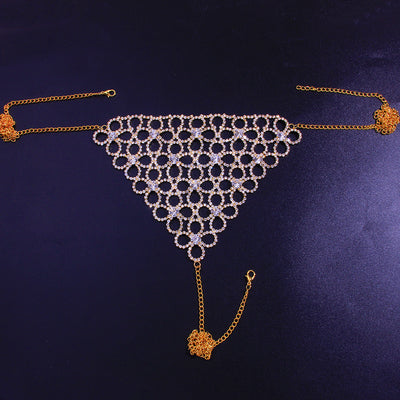 Conjunto de Bikini Brillante con Cadena de Cuerpo de Flores Caladas - Image 11