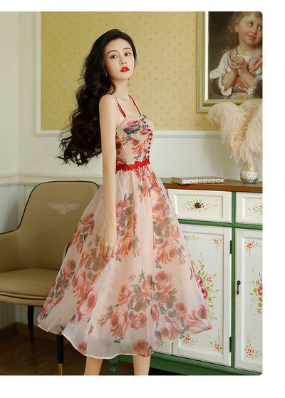 Vestido Floral Vintage con Tirantes y Cintura Ajustada para Verano - Image 11