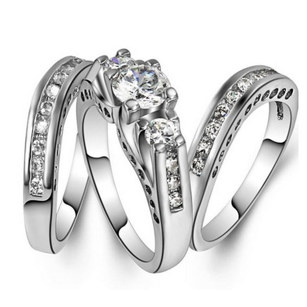 Anillo de Compromiso Zirconia para Parejas - Diseño Europeo Elegante