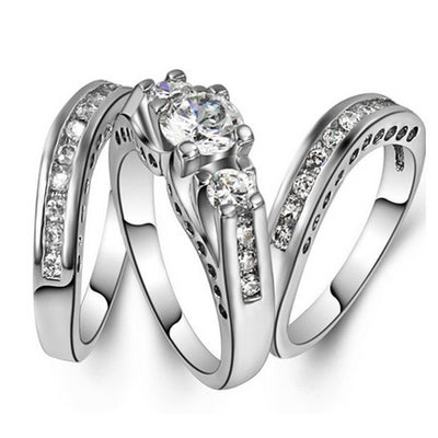 Anillo de Compromiso Zirconia para Parejas - Diseño Europeo Elegante
