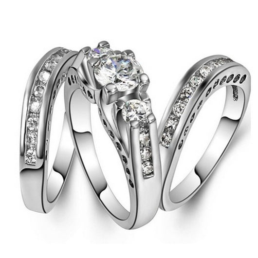 Anillo de Compromiso Zirconia para Parejas - Diseño Europeo Elegante
