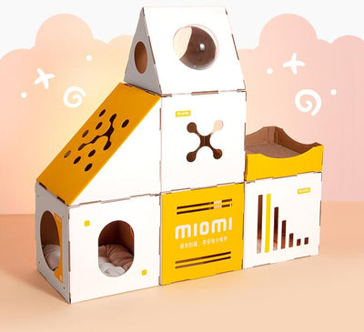 Villa Castillo para Gatos - Casa Corrugada Resistente y Duradera