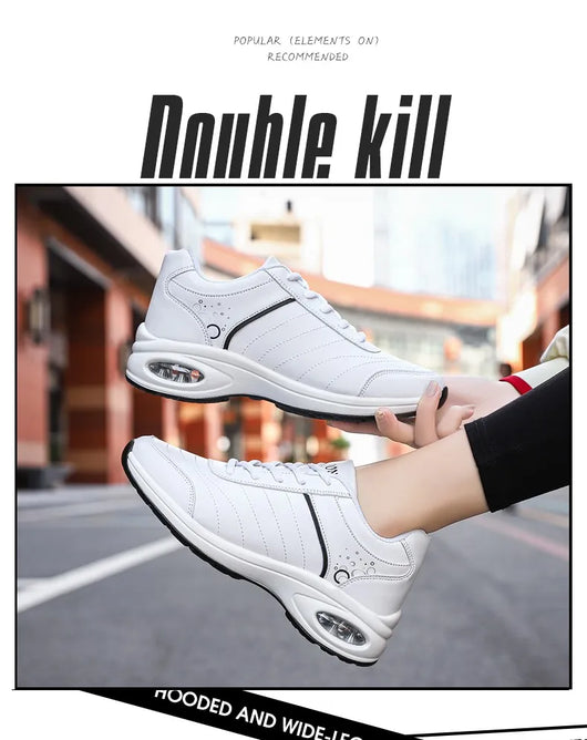 Zapatillas Deportivas para Mujer de Cuero con Suela Gruesa y Transpirabilidad - Image 8