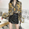 Blusa Leopardo Retro Mujer Manga Larga Suelta Moderna Otoño Invierno