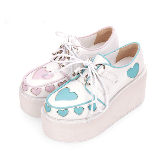 Plataforma Harajuku Gótica Corazón - Zapato Pancake de Moda