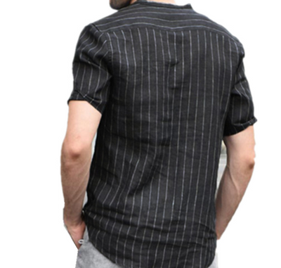 Camisa Polo Manga Corta a Rayas con Cuello Alto - Image 20