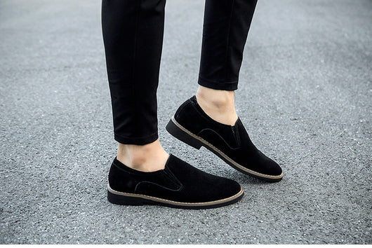 Zapatos Casuales de Cuero para Hombre con Punta Redonda Acolchada