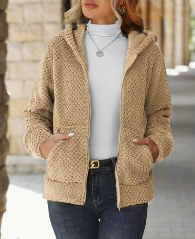 Chaqueta Hoodie Acolchada Suelta con Bolsillos y Cierre para Otoño e Invierno - Image 8
