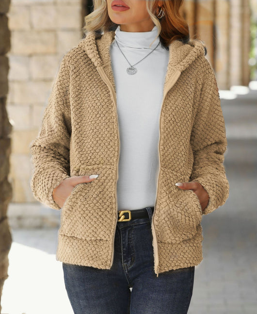 Chaqueta Hoodie Acolchada Suelta con Bolsillos y Cierre para Otoño e Invierno - Image 8